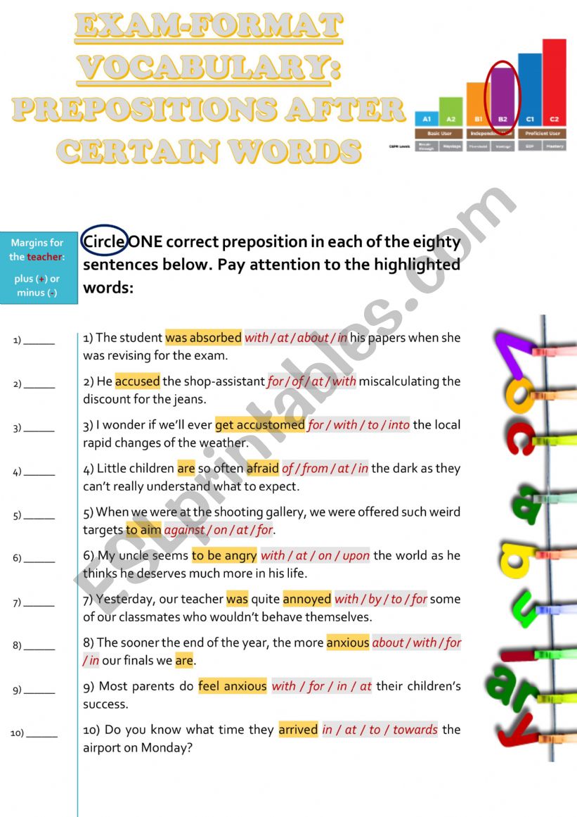 PREPOSITIONS AFTER CERTAIN WORDS [exam practice tasks]